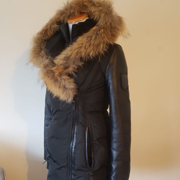 ⚡SOLD⚡NWOT Rudsak Atlier Noir Women's Down Genuine Fur + Leather Parka - Picture 4 of 14